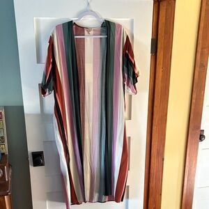 Striped Multicolor long kimono